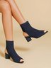 Minimalist Breathable Mesh Fabric Peep Toe Chunky Heel Boots