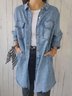 Casual Denim Plain Shirt Collar Denim Coat