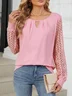 Casual Lace Plain Blouse