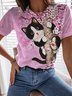 Jersey Crew Neck Casual Floral T-Shirt