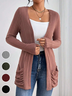 Loose Casual Pocket Stitching Knitted Kimono