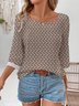 Abstract Graphic Casual Square Neck Blouse
