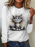 Cat Art Print Casual T-Shirt