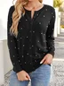 Imitation Pearls Casual Plain Cardigan