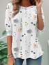 Crew Neck Floral Jersey Casual T-Shirt