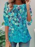 Crew Neck Abstract Casual T-Shirt