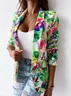 Casual Shawl Collar Floral Blazer