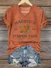 Women's Hagrid'S Pumpkin Patch Print Text Letters Crew Neck Casual Loose T-Shirt