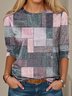 Crew Neck Abstract Casual Loose T-Shirt