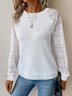 Lace Loose Casual Plain T-Shirt