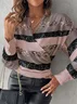 Casual V Neck Geometric Blouse