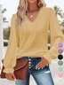 Loose Lace Casual Plain T-Shirt