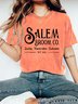 Halloween Women's Salem Broom Co Quality Handcrafted Enchanted Est 1692 Printed Vintage Distressed Shirt