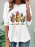 Crew Neck Casual Turkey Cotton-Blend T-Shirt
