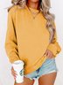 Knitted Crew Neck Casual Plain Sweatshirt