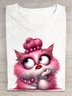 Glamorous Pink Cat Cotton T-Shirt