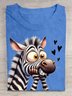 Funny Zebra Printed Round Neck T-shirt