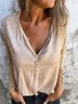 Women's Plain Cotton And Linen V Neck Daily Going Out Casual Top