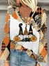 Casual V Neck Halloween Loose Blouse
