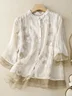 Embroidery Patterns Stand Collar Loose Shirt