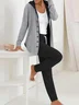 Women's Buckle Plain Daily Going Out Two-Piece Set Gray Casual Spring/Fall Coat With Pants Matching Set