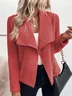 Loose Plain Zipper Casual Jacket