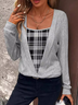 Jersey Casual Plaid Blouse