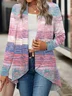 Women's abstract striped long sleeved casual cardigan