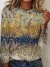 Crew Neck Abstract Casual T-Shirt