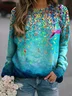 Loose Crew Neck Floral Casual Sweatshirt