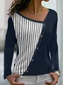Casual Loose Others Striped Blouse