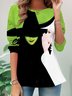 Halloween witch print casual long sleeved T-shirt