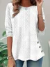 Plain Casual Loose Crew Neck Blouse
