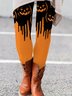 Halloween pumpkin print casual tight fitting women's leggings