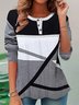 Geometric Jersey Casual Blouse