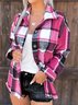 Plaid Cotton-Blend Casual Shirt Collar Jacket