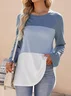 Women's Split Joint Knitted Crew Neck Casual Top