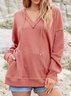 Plain Casual Knitted Loose Hoodie