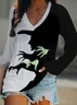 Halloween V Neck Loose Casual T-Shirt