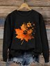 Loose Crew Neck Maple Leaf Casual Sweatshirt