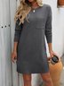 Knitted Crew Neck Casual Loose Dress