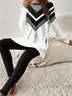 Black and white geometric print casual women's two-piece set