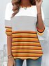 Loose Casual Crew Neck Halloween Striped T-Shirt