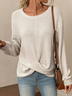 Loose Knitted Plain Casual T-Shirt