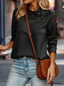 Casual Asymmetrical Collar Buckle Jacquard Sweatshirt