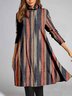 Loose Jersey Abstract Stripes Casual Dress
