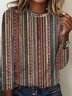 Casual Crew Neck Loose Ethnic T-Shirt