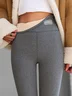 Fleece Casual Plain Leggings