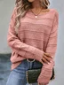 Loose Casual Plain Yarn/Wool Yarn Sweater