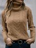 Casual Plain Turtleneck Loose Sweater